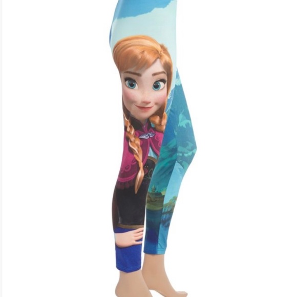 NWOT Disney's Frozen Leggings with Anna and Avondale Castle Graphic Down Legs - Picture 1 of 9